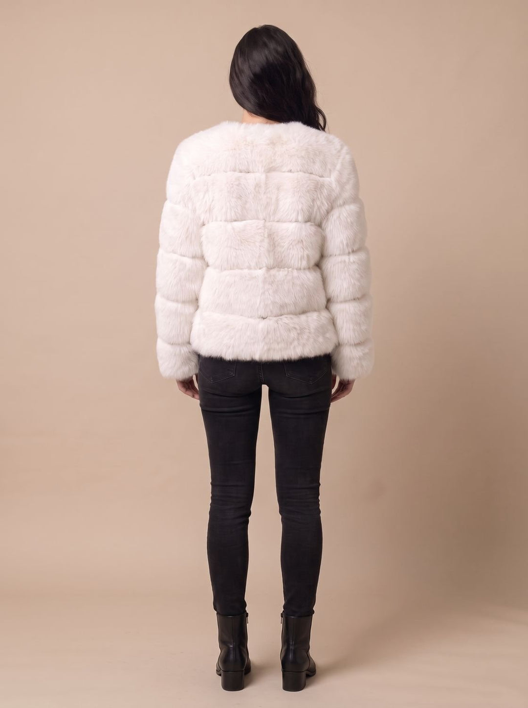 Dames Imitatiebont Jas met Lange Mouwen Regular Fit