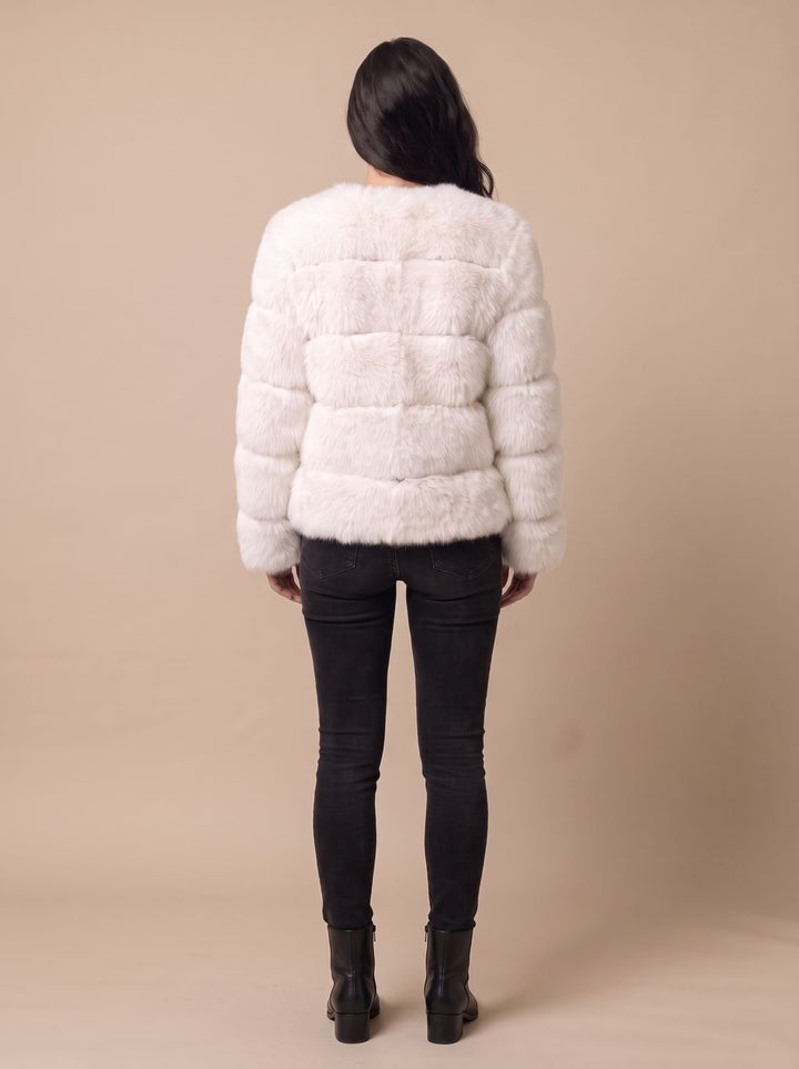 Dames Imitatiebont Jas met Lange Mouwen Regular Fit