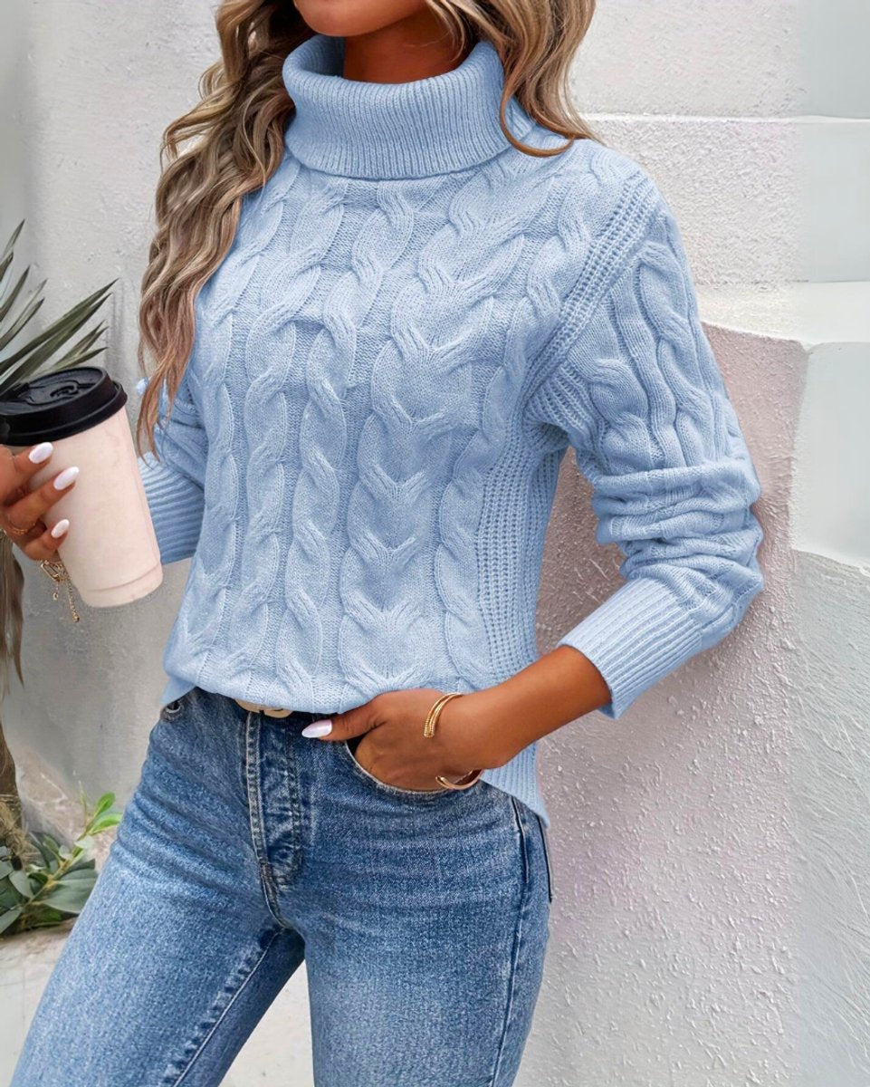 Dames Kabelgebreide Coltrui Pullover Warme Rolkraag Trui