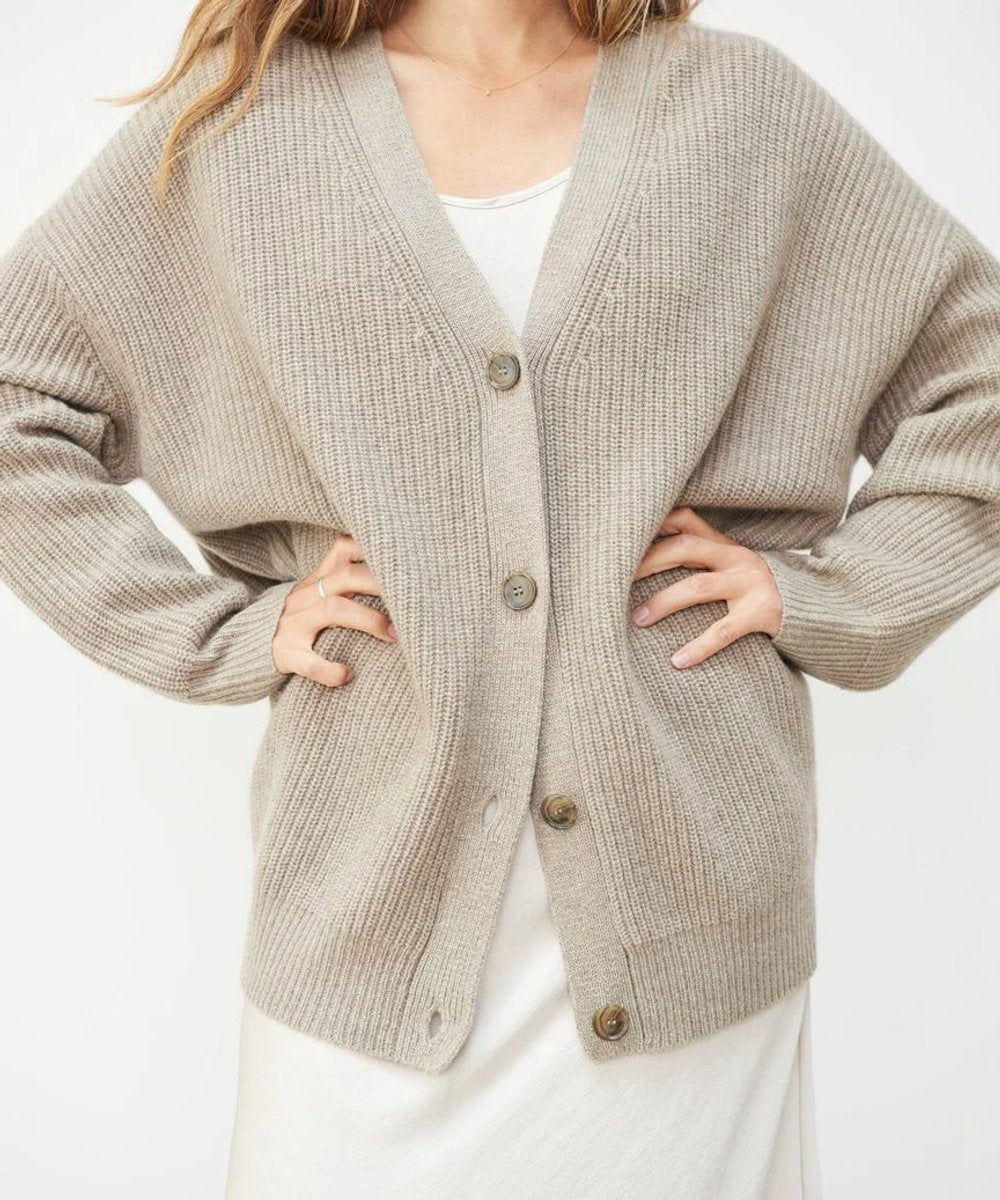 Dames Klassieke Cashmere Gebreide V-hals Cardigan