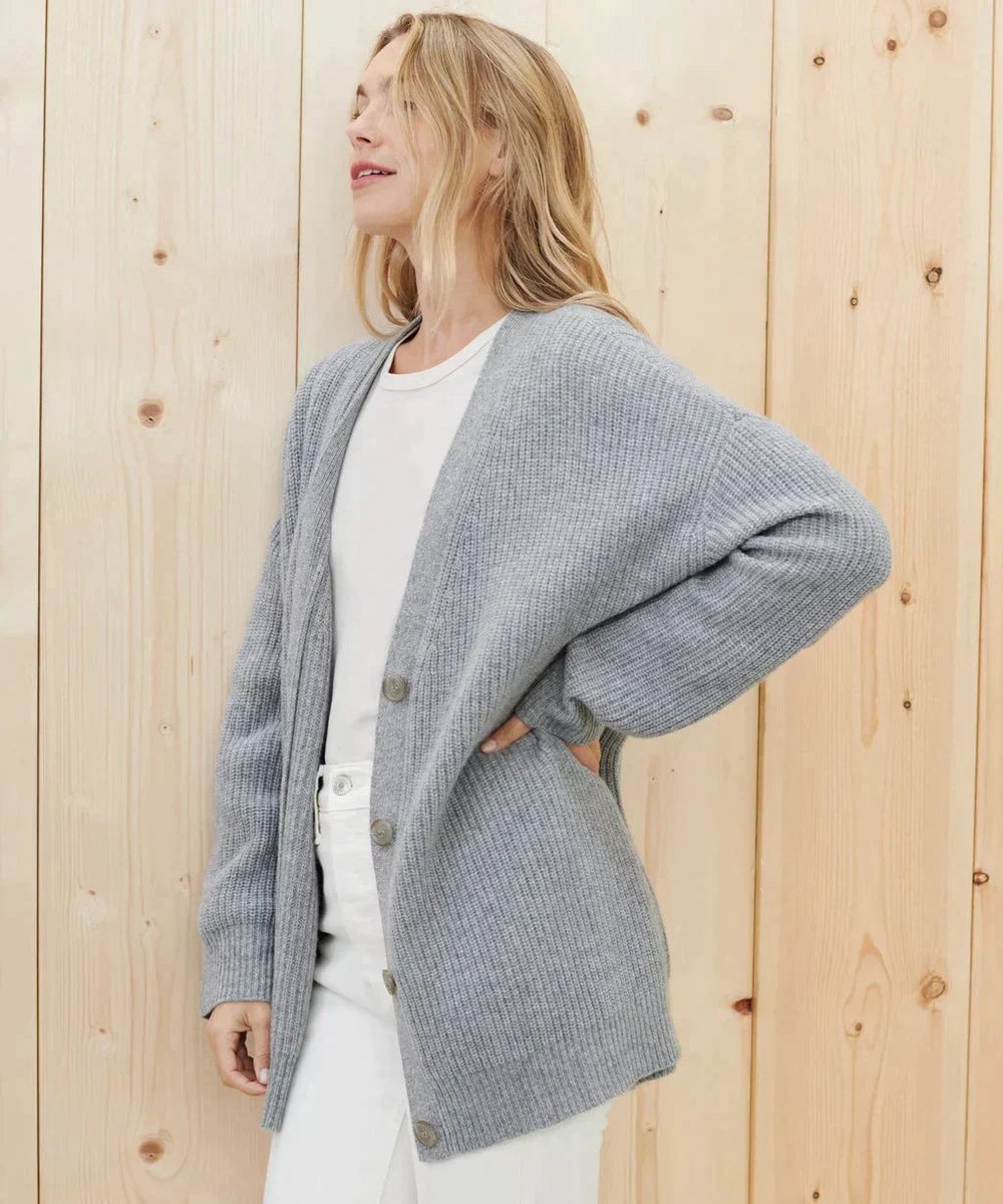 Dames Klassieke Cashmere Gebreide V-hals Cardigan