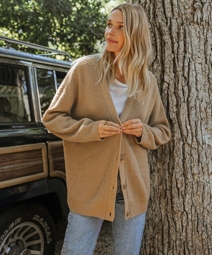 Dames Klassieke Cashmere Gebreide V-hals Cardigan