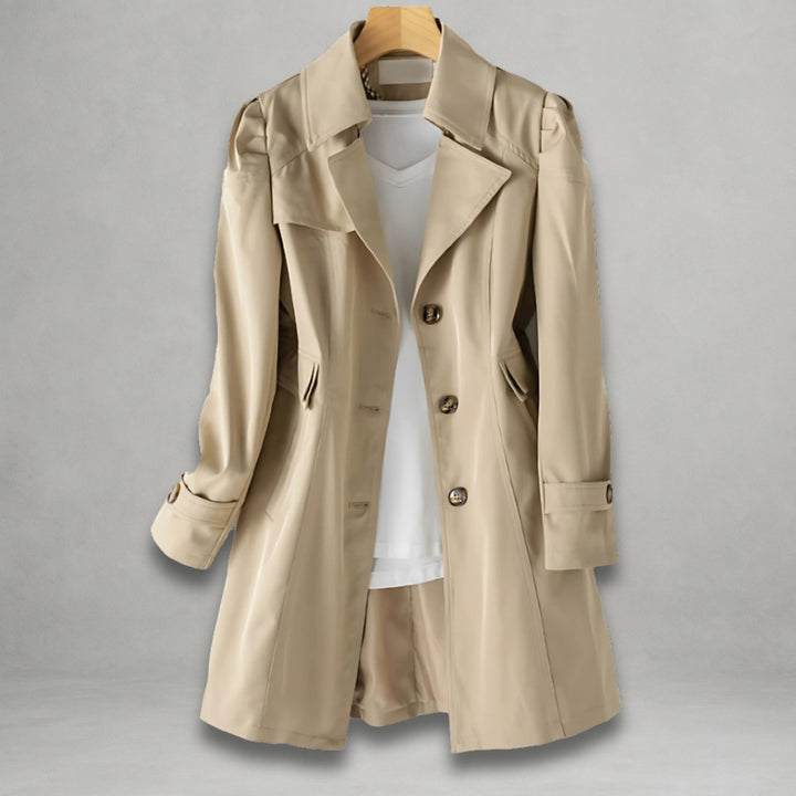 Dames Klassieke Enkellange Trenchcoat Knoopsluiting - Khaki
