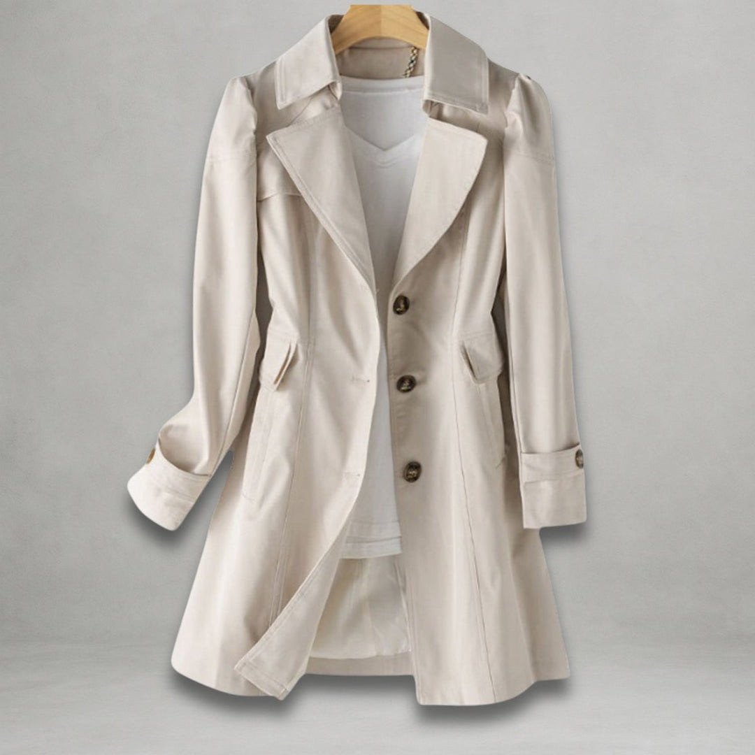 Dames Klassieke Enkellange Trenchcoat Knoopsluiting - Beige
