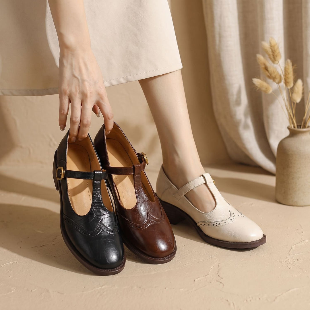 Dames Klassieke T-Bar Mary Jane Schoenen met Gesp Lage Hak