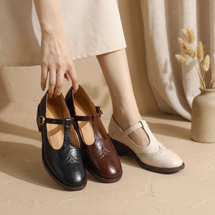 Dames Klassieke T-Bar Mary Jane Schoenen met Gesp Lage Hak