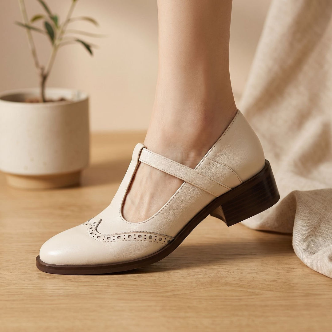 Dames Klassieke T-Bar Mary Jane Schoenen met Gesp Lage Hak