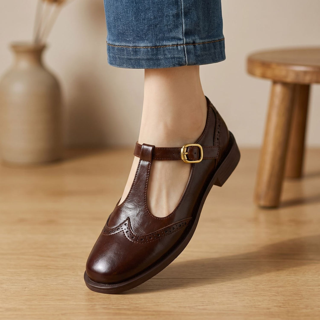Dames Klassieke T-Bar Mary Jane Schoenen met Gesp Lage Hak
