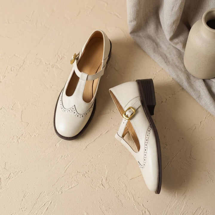 Dames Klassieke T-Bar Mary Jane Schoenen met Gesp Lage Hak
