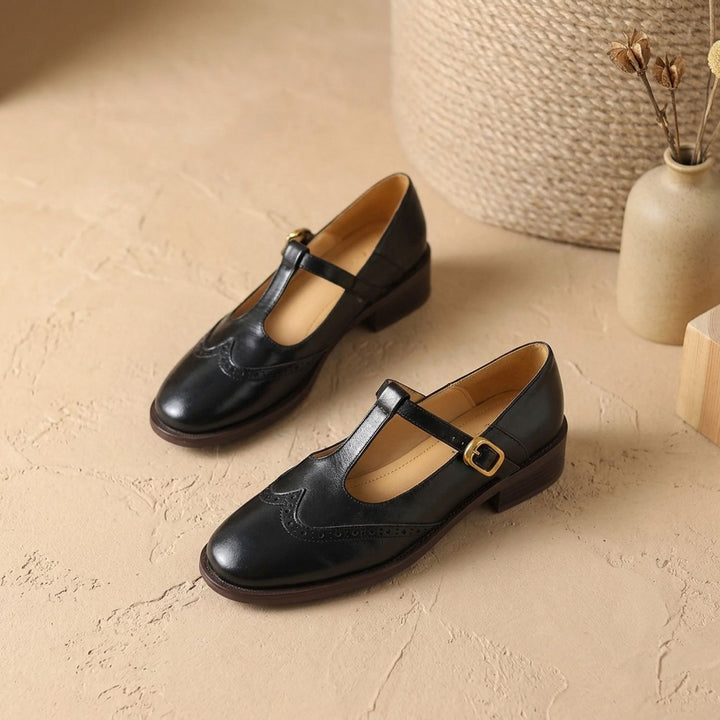 Dames Klassieke T-Bar Mary Jane Schoenen met Gesp Lage Hak