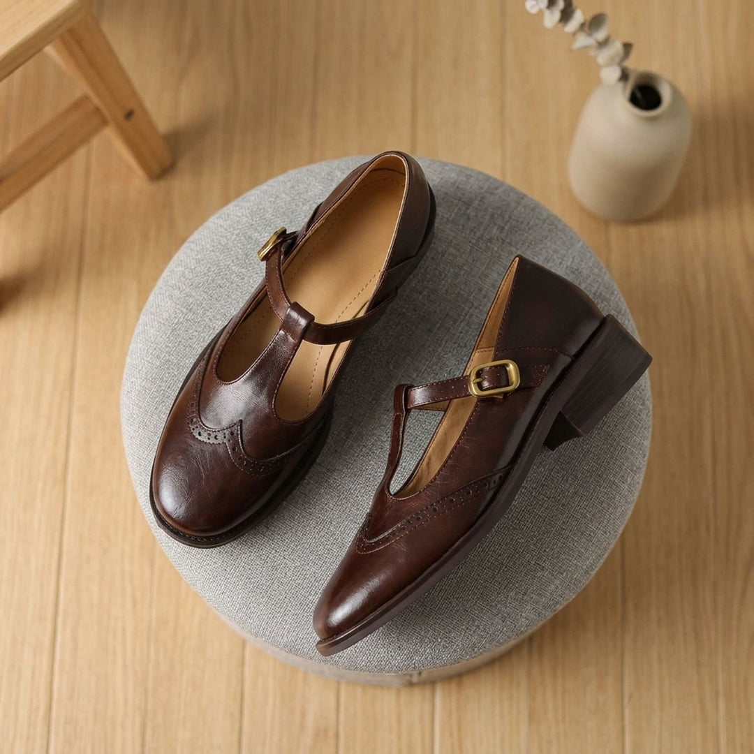 Dames Klassieke T-Bar Mary Jane Schoenen met Gesp Lage Hak