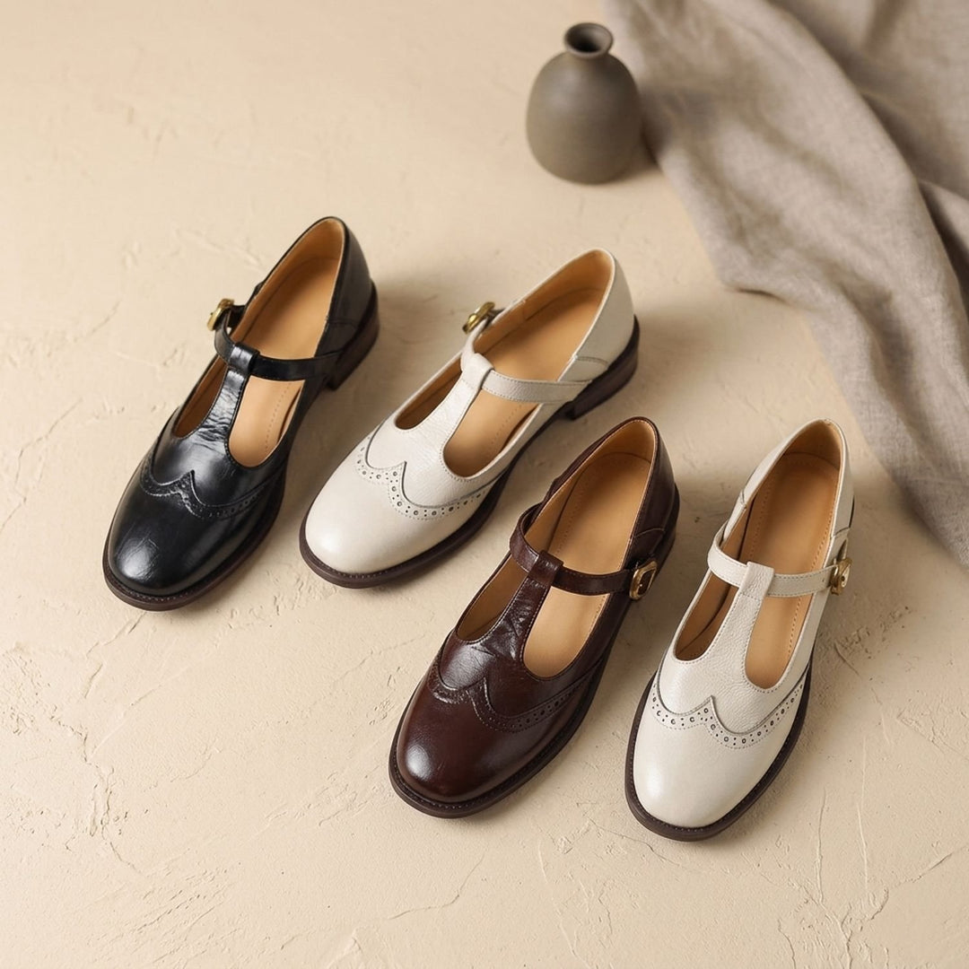 Dames Klassieke T-Bar Mary Jane Schoenen met Gesp Lage Hak