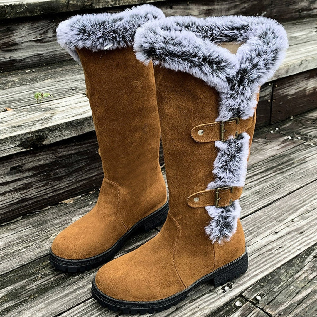 Dames Knee High Boots Gevoerde Snowboots Pluche Gesp