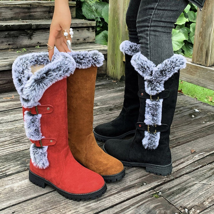 Dames Knee High Boots Gevoerde Snowboots Pluche Gesp