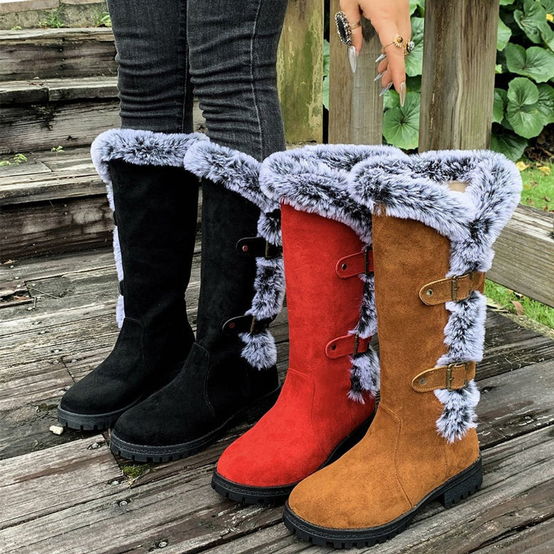 Dames Knee High Boots Gevoerde Snowboots Pluche Gesp