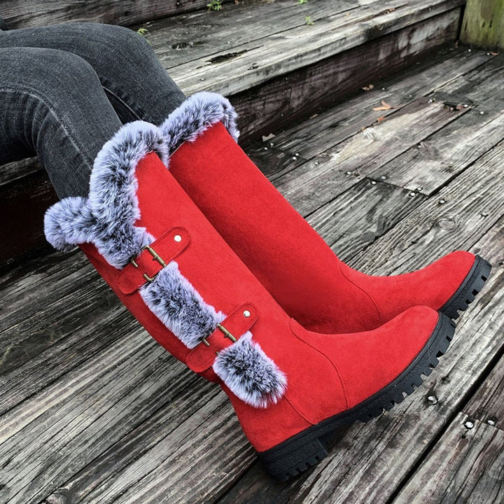 Dames Knee High Boots Gevoerde Snowboots Pluche Gesp