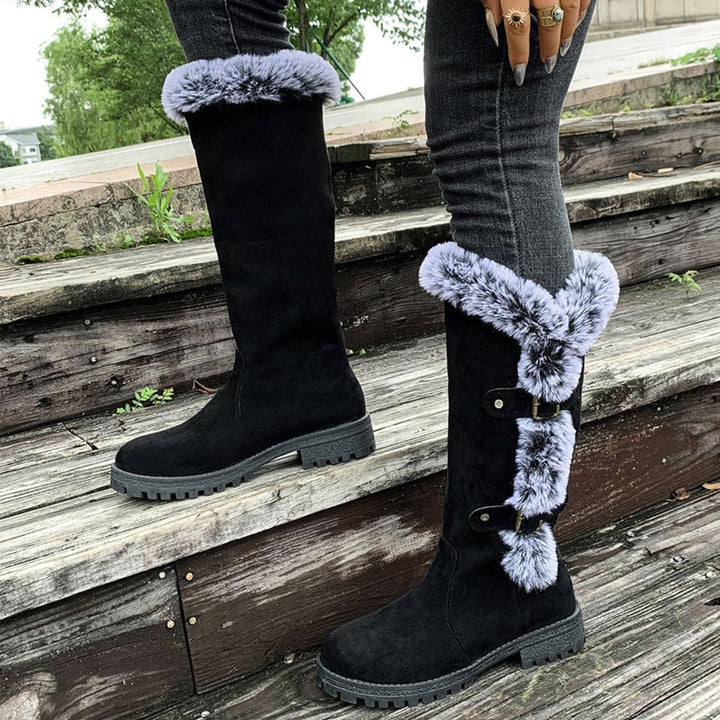 Dames Knee High Boots Gevoerde Snowboots Pluche Gesp