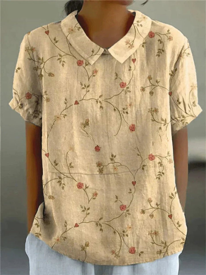 Dames Korte Mouw Bloemenprint Casual Blouse - Bloemenpatroon 10