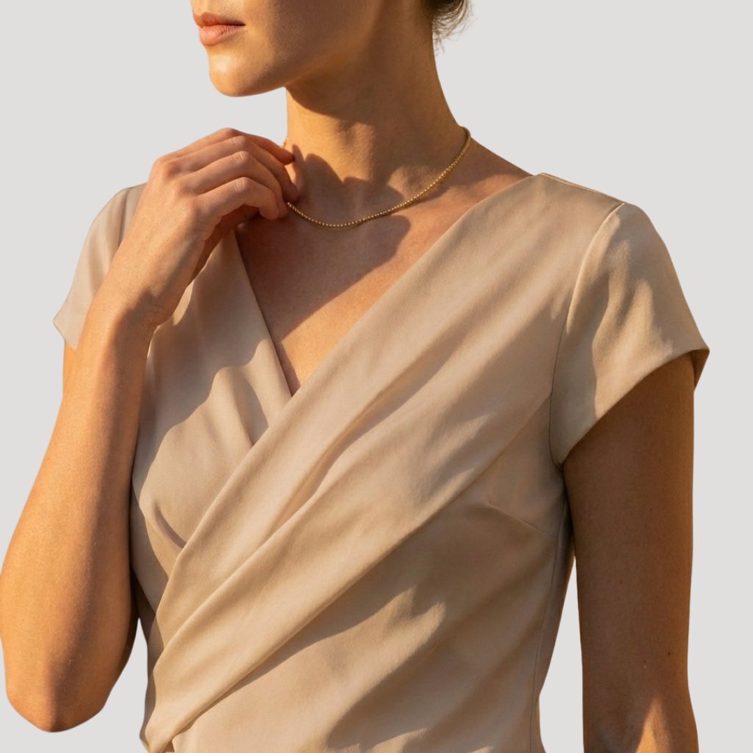 Dames Korte Mouw Gedrapeerde Wrap V-hals Blouse