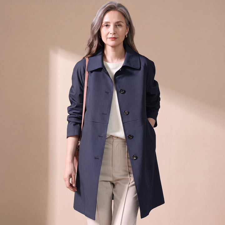 Dames Korte Trenchcoat met Knoopsluiting Getailleerde Snit