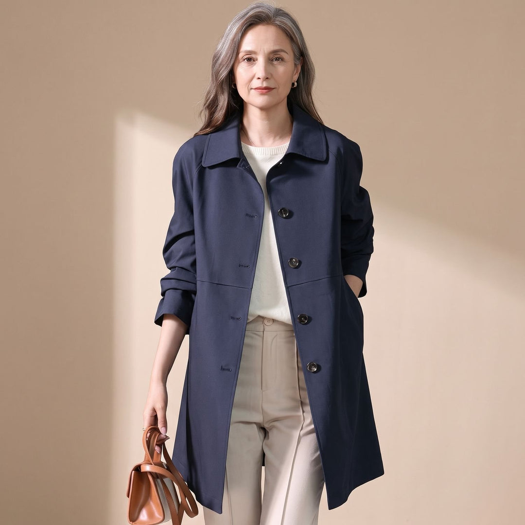 Dames Korte Trenchcoat met Knoopsluiting Getailleerde Snit