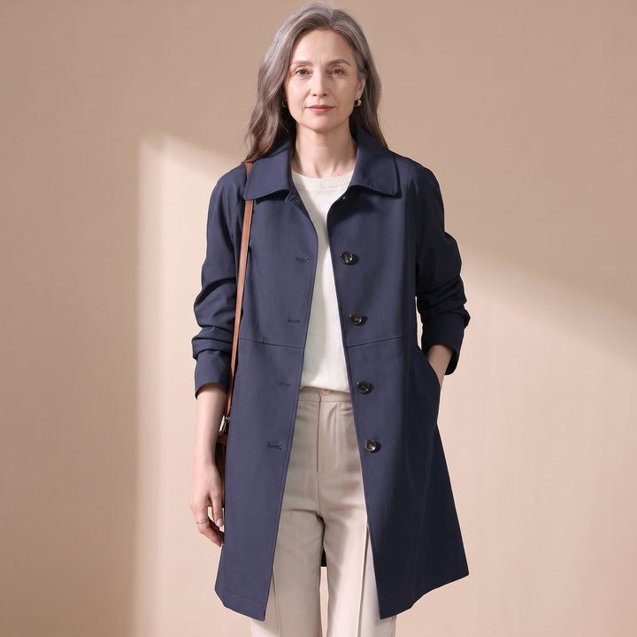 Dames Korte Trenchcoat met Knoopsluiting Getailleerde Snit