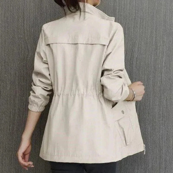 Dames Korte Zomerjack Lichtgewicht Ritssluitend Seizoensjack - Beige