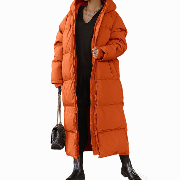 Dames Lange Gewatteerde Hooded Puffer Winterjas
