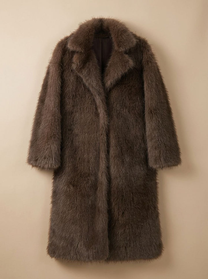 Dames Lange Imitatiebont Bontjas Winterjas