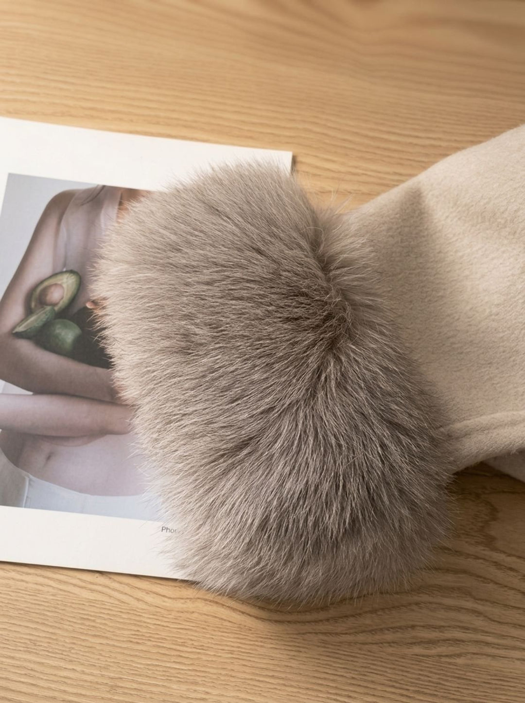 Dames Lange Imitatiebont Jas met Ceintuur en Bontmouwen