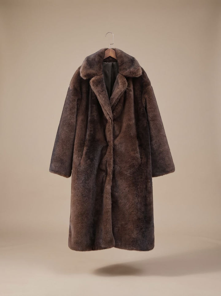 Dames Lange Imitatiebont Lammy Coat Oversized Winterjas