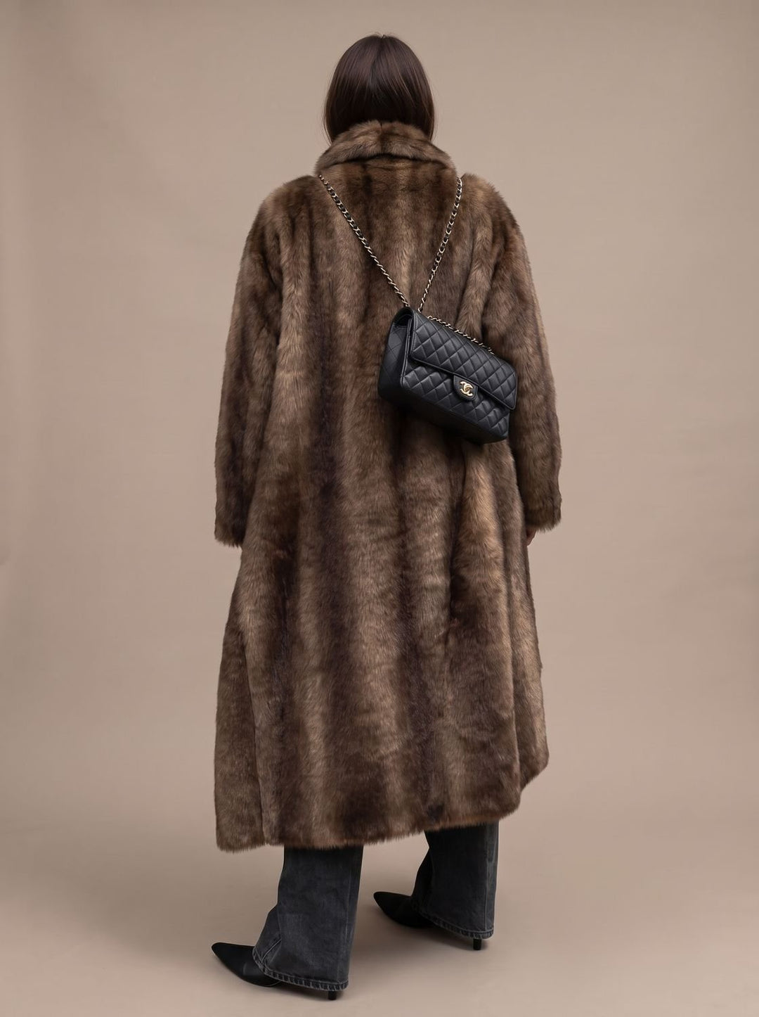 Dames Lange Imitatiebont Lammy Coat Oversized Winterjas