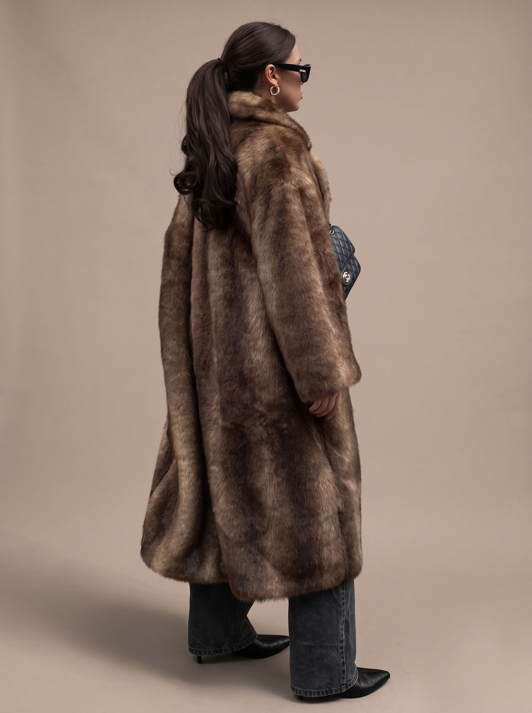 Dames Lange Imitatiebont Lammy Coat Oversized Winterjas