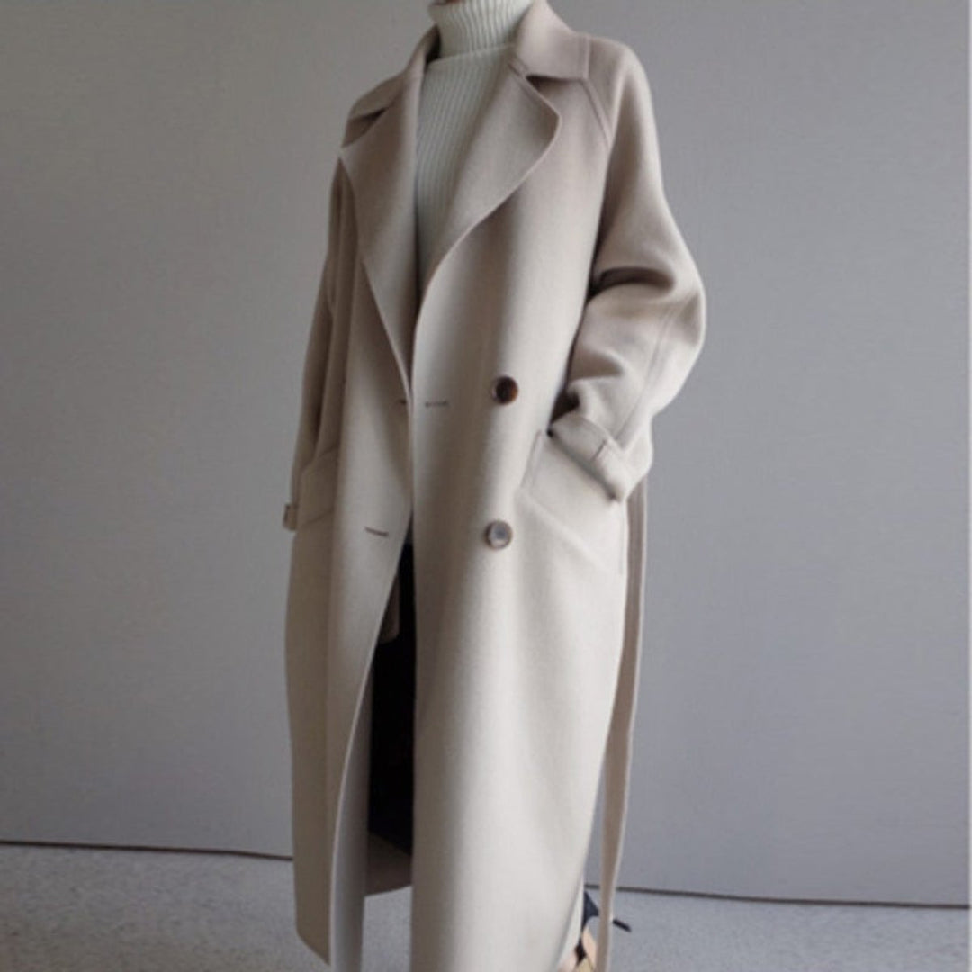 Dames Lange Kasjmier Women Coat Dubbele Knopen Trenchcoat
