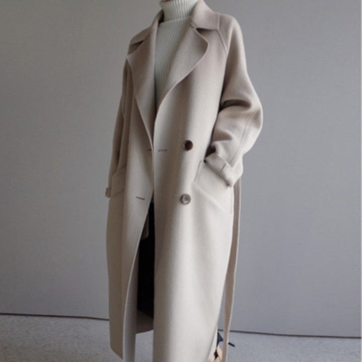 Dames Lange Kasjmier Women Coat Dubbele Knopen Trenchcoat