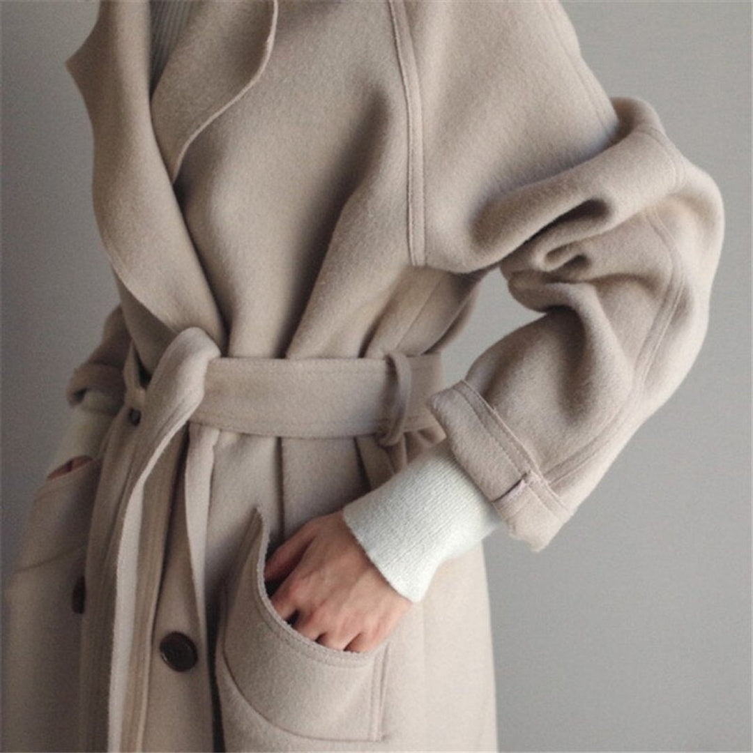 Dames Lange Kasjmier Women Coat Dubbele Knopen Trenchcoat