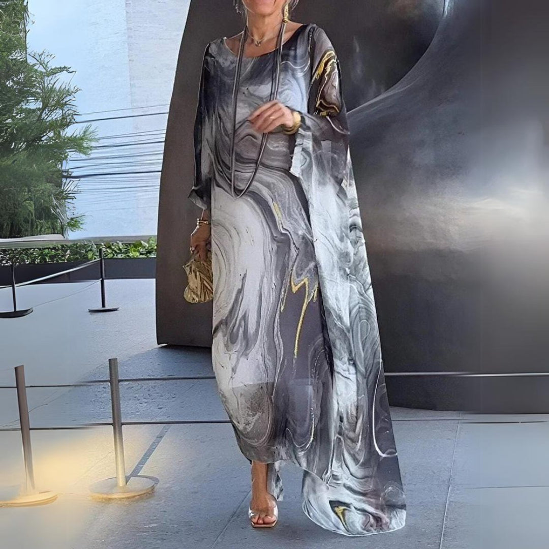 Dames Lange Mouwen Maxi Jurk Luchtige Wijdvallende Chiffon