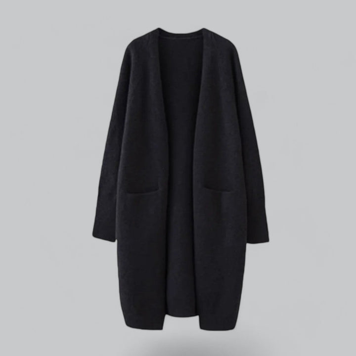 Dames Lange Oversized Gebreide Cardigan Cashmere Look - Zwart