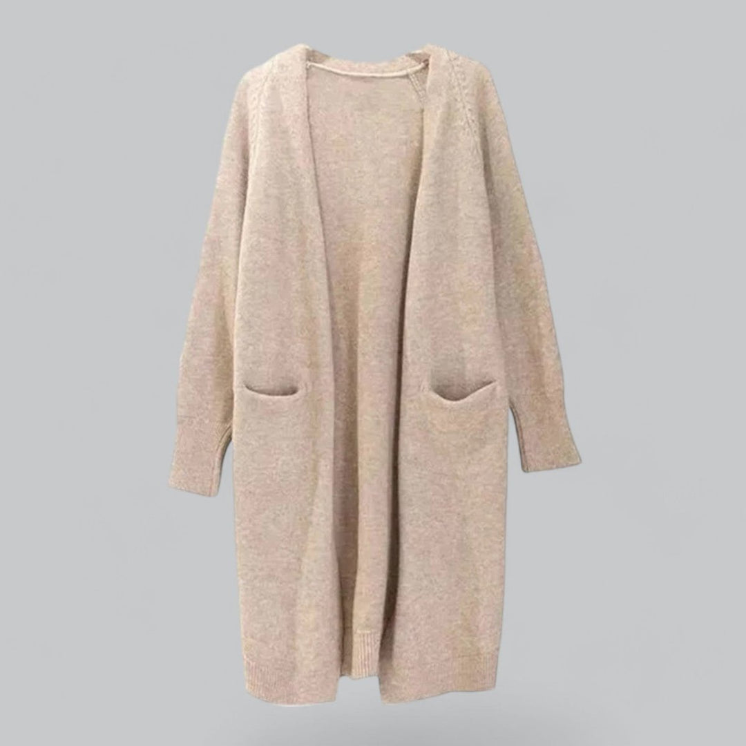 Dames Lange Oversized Gebreide Cardigan Cashmere Look - Khaki