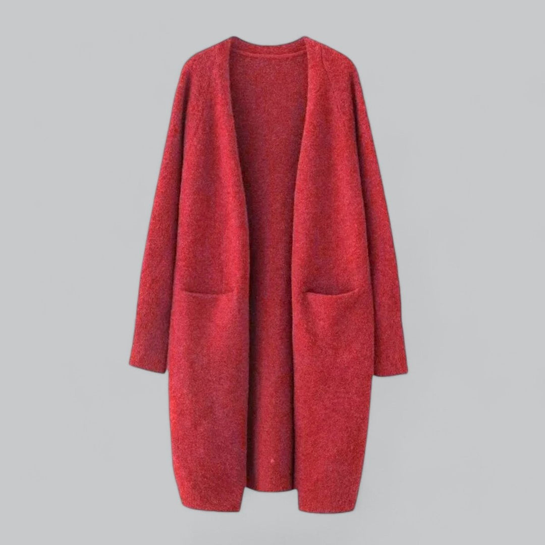 Dames Lange Oversized Gebreide Cardigan Cashmere Look - Rood