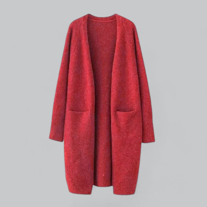 Dames Lange Oversized Gebreide Cardigan Cashmere Look - Rood