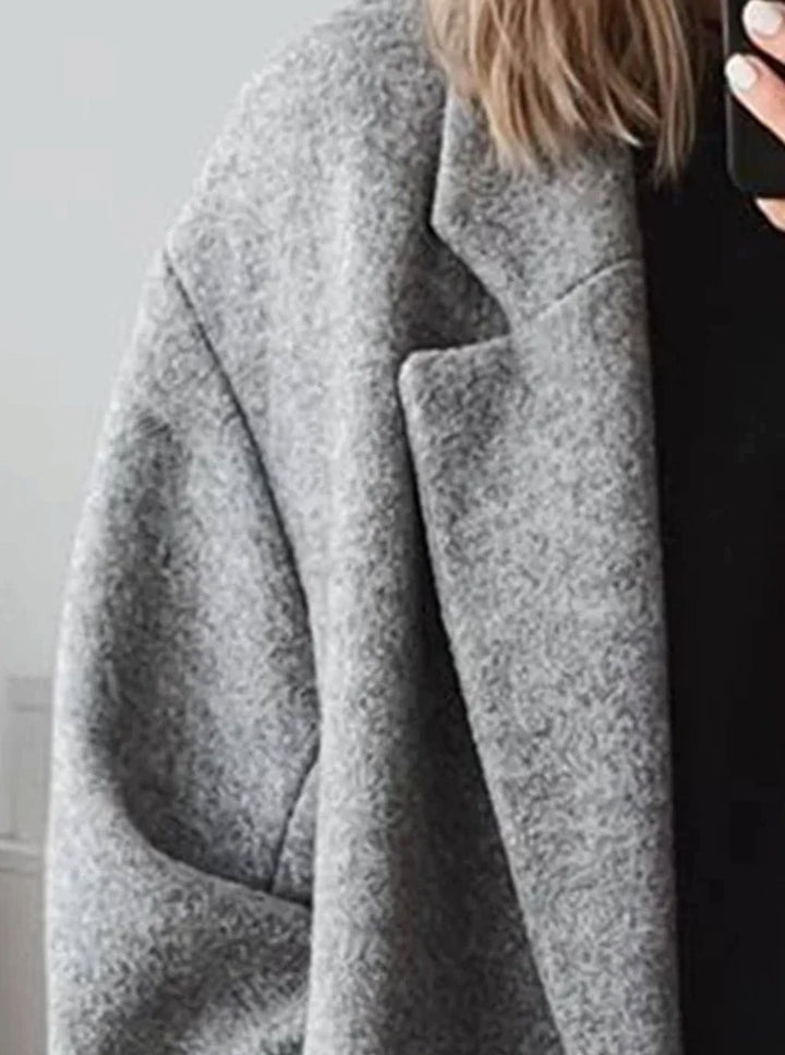 Dames Lange Oversized Wollen Mantel met Revers