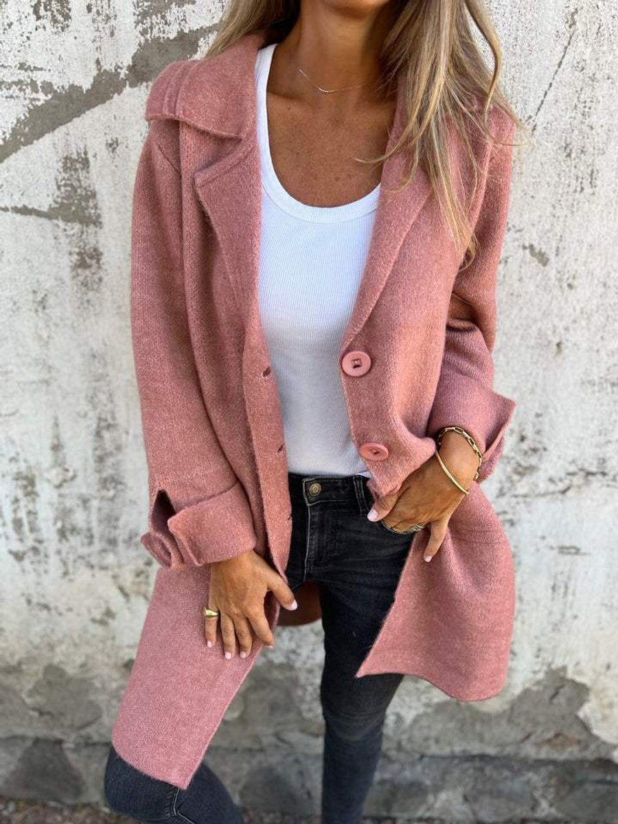 Dames Lange Oversized Women Coat Knoop Revers Blazer