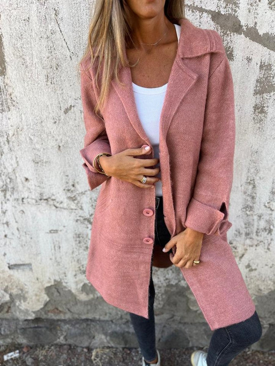 Dames Lange Oversized Women Coat Knoop Revers Blazer