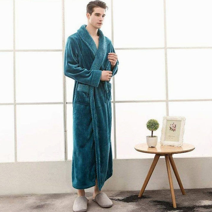 Dames Lange Pluche Badjas Ceintuur Zakken Fleece