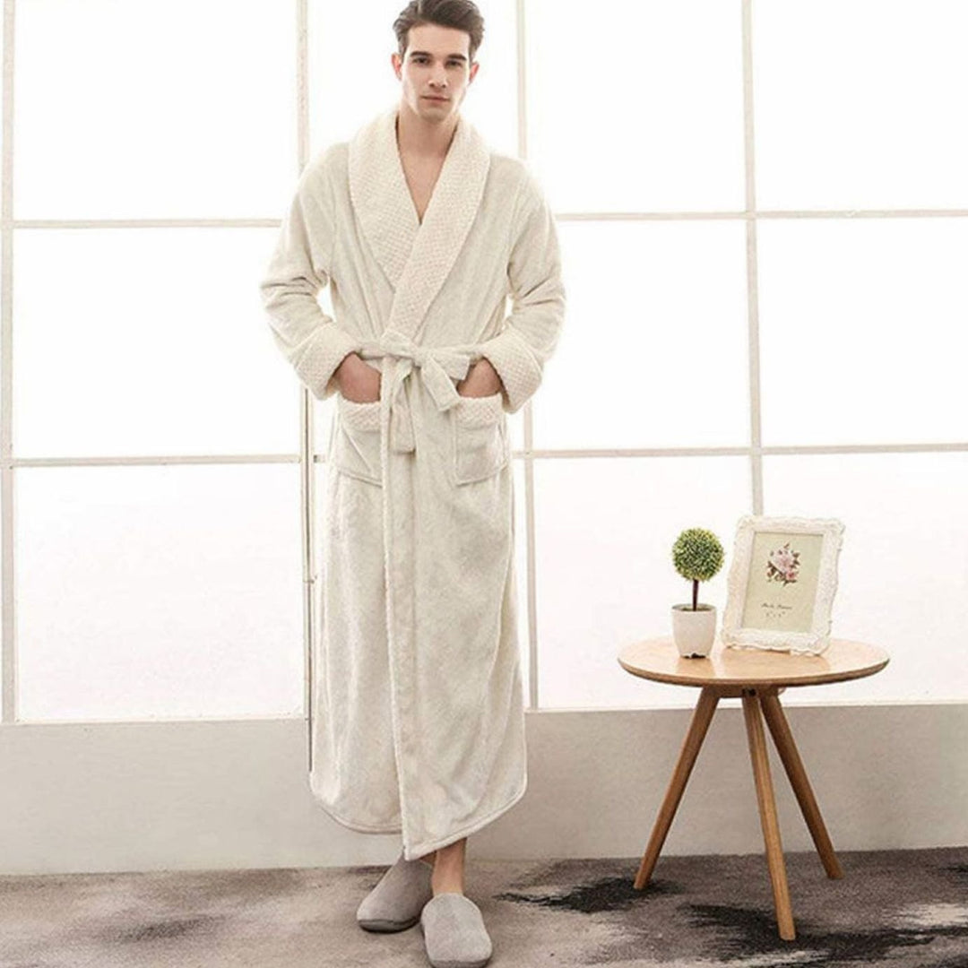 Dames Lange Pluche Badjas Ceintuur Zakken Fleece