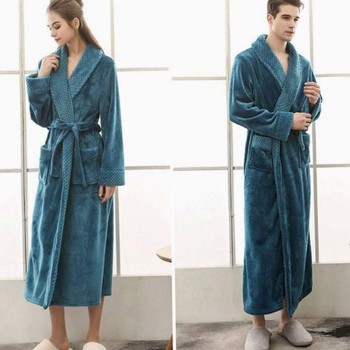 Dames Lange Pluche Badjas Ceintuur Zakken Fleece