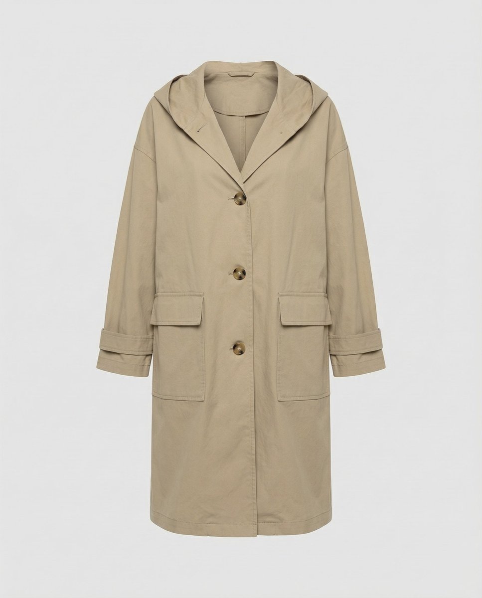 Dames Lange Waterafstotende Hooded Trench Coat