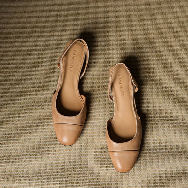 Dames Leren Slingback Pumps Amandelneus Blokhak