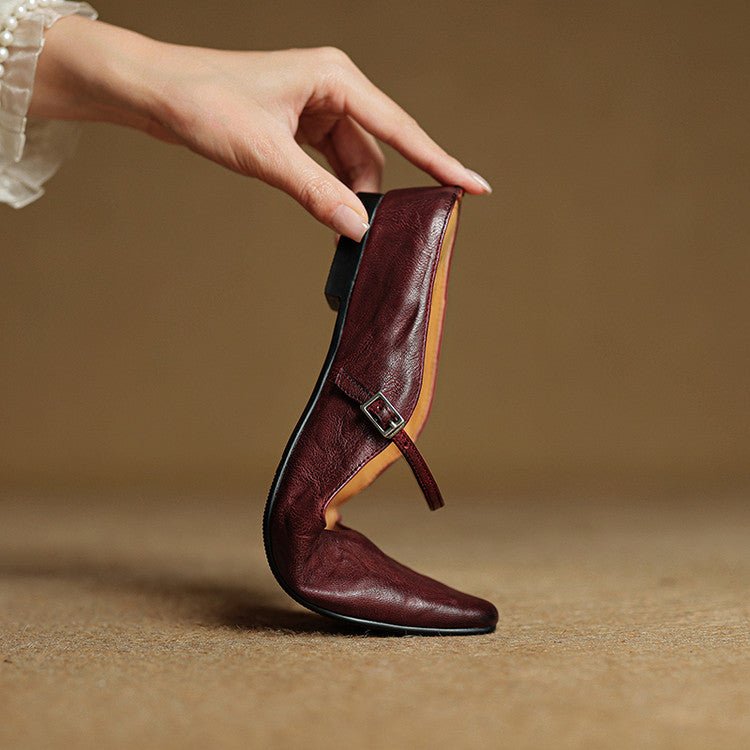Dames Leren Spitse Instap Mules Mary Jane Riemgespen Flats